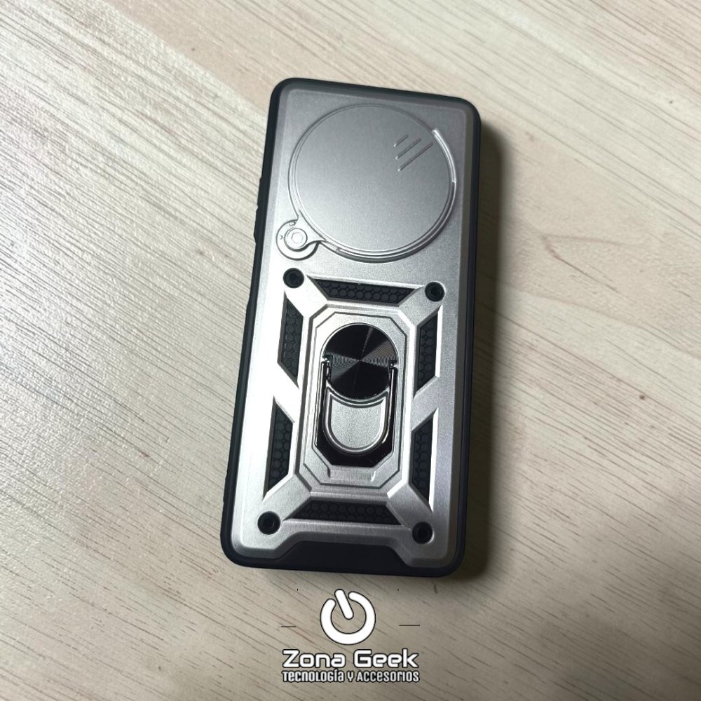 FUNDA ARMOR CON ANILLO E IMÁN POCO C75 REDMI 14C PLATEADA