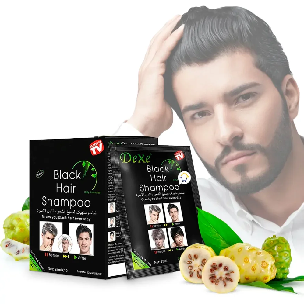 Set x10 sobre Shampoo Tinte Negro Black Hair Cubre Canas Rápido Sin Amoníaco