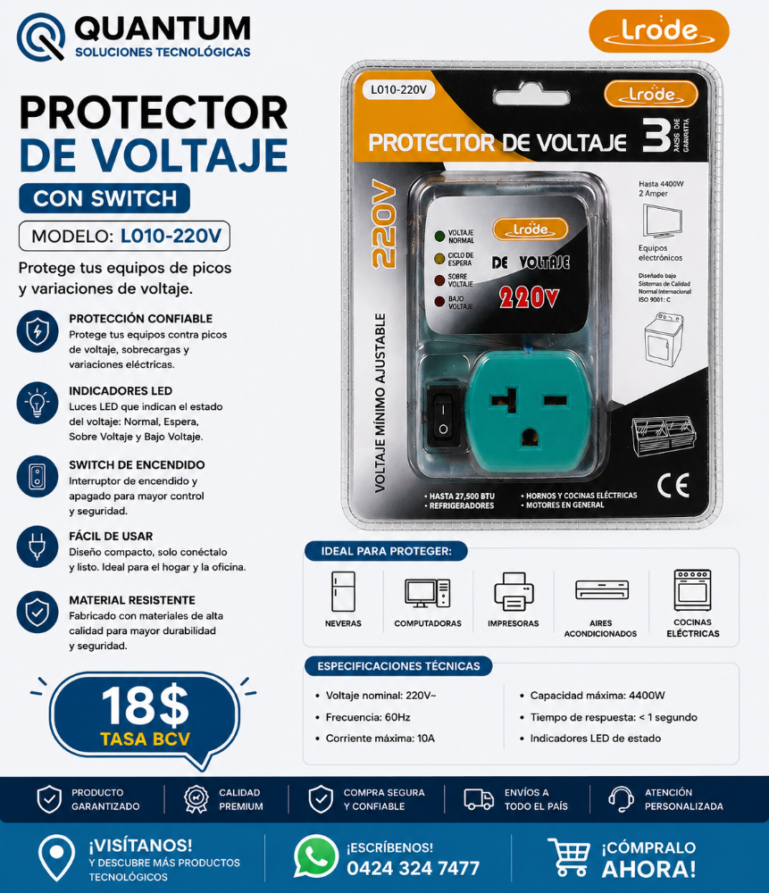 PROTECTOR DE VOLTAJE CON SWITCH L010-220V