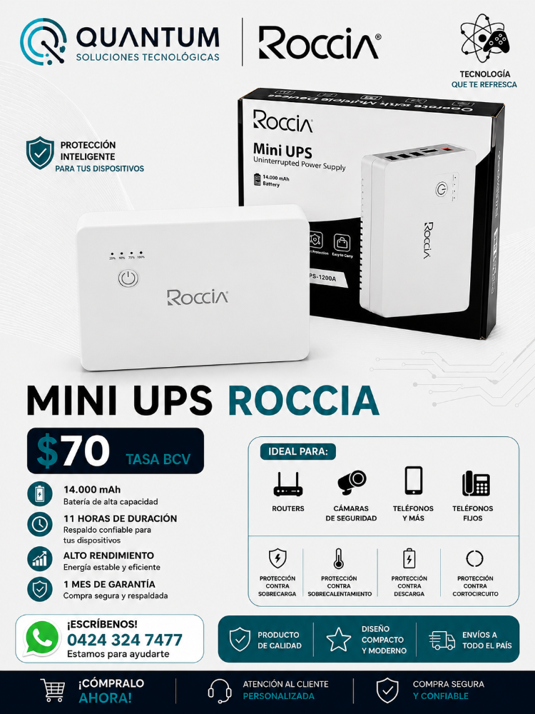 MINI UPS 14000MAH BATERIA DE LITIO ROCCIA