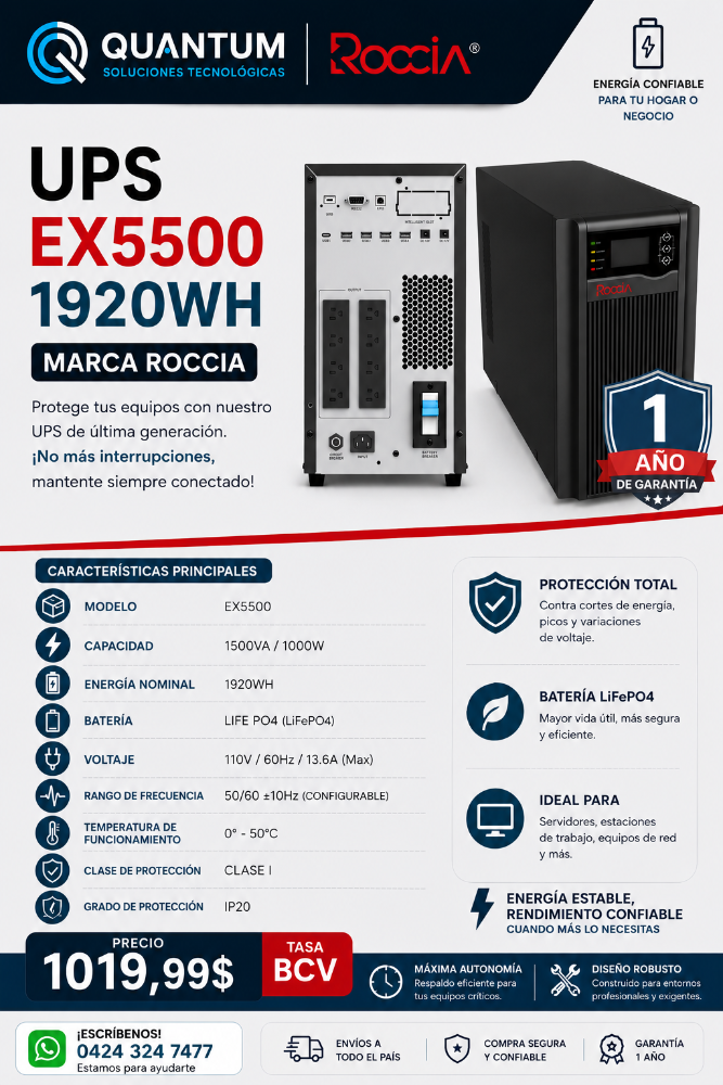 UPS EX5500 1920WH MARCA ROCCIA