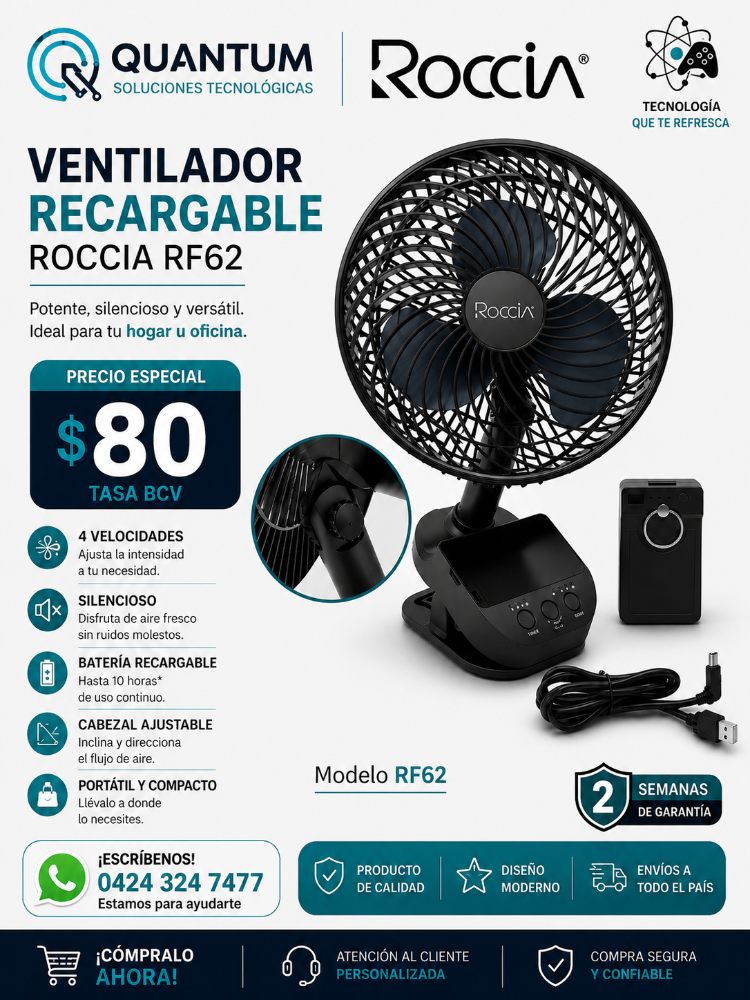 VENTILADOR DE MESA RECARGABLE 8 PULGADAS BATERIA EXTERNA