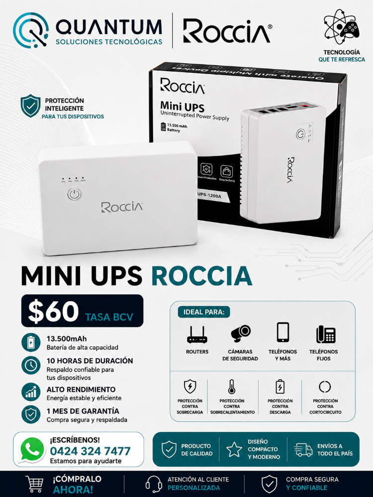 MINI UPS 13500 mAh BATERIA DE LITIO ROCCIA