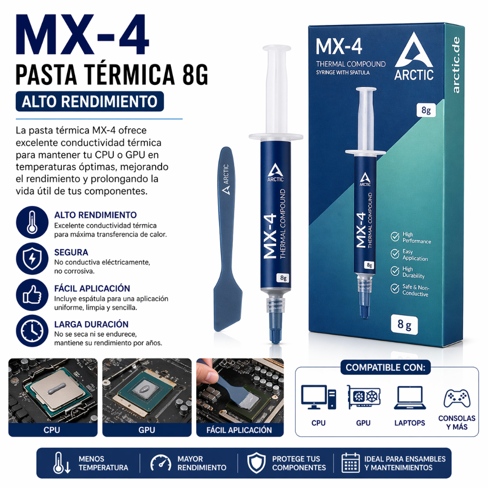 PASTA TÉRMICA MX-4 8G CON ESPÁTULA ALTO RENDIMIENTO