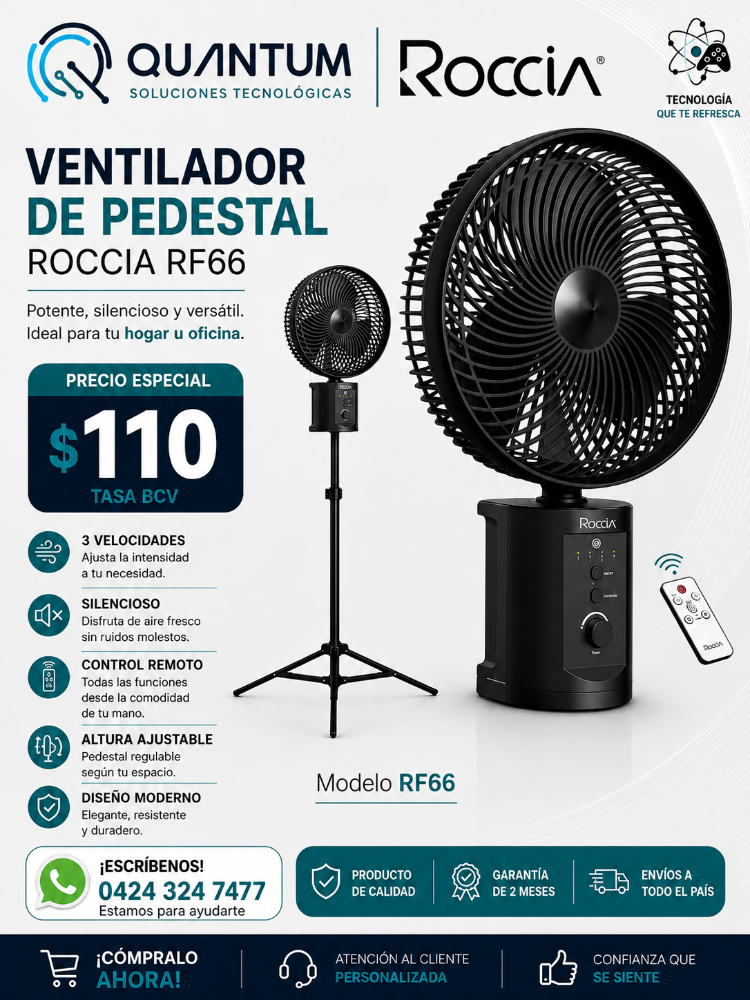 VENTILADOR RECARGABLE 10 PULGADAS RF66 ROCCIA