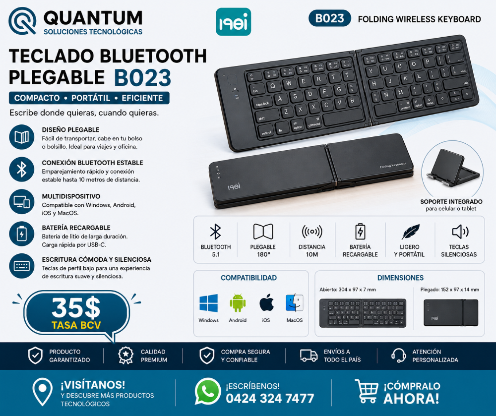 TECLADO BLUETOOTH PLEGABLE B023