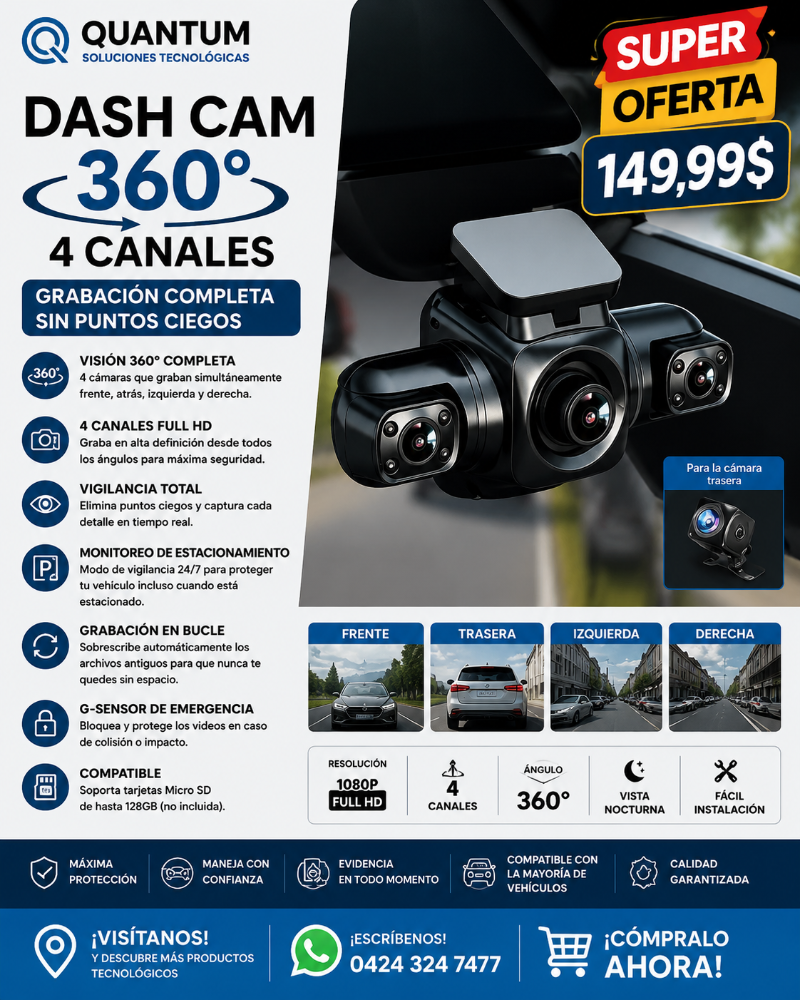 DASH CAM 360° 4 CANALES