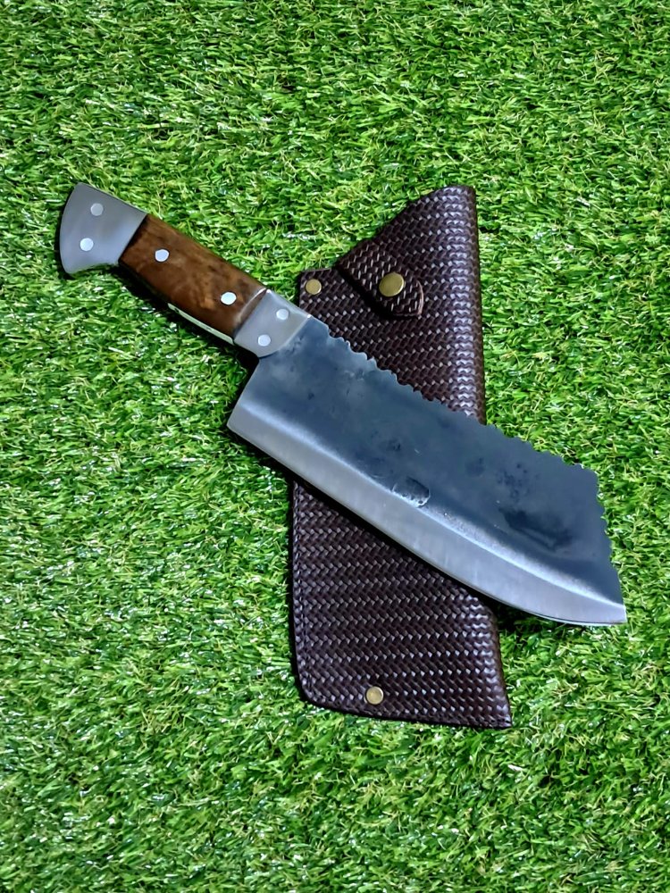 Cutelo G Full Tang 8" - cabo madeira e inox - lâmina aço carbono