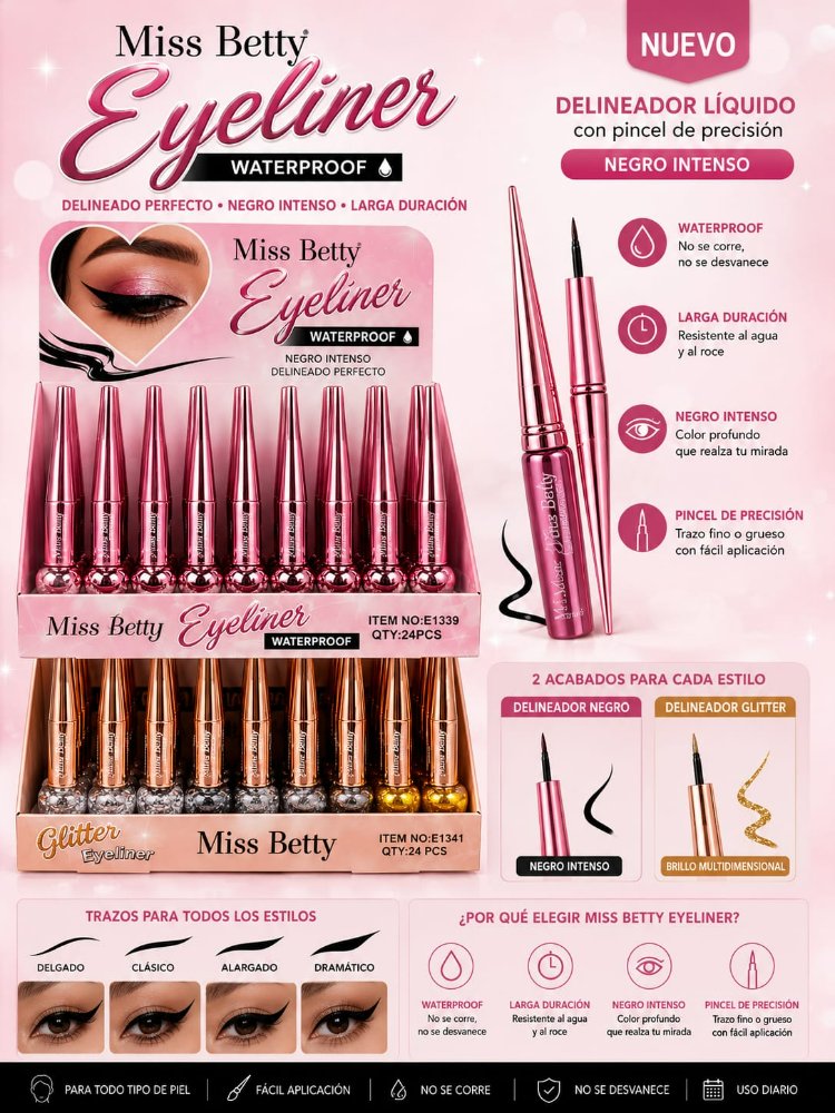 DELINEADOR KITTY NEGRO Y GLITTER
