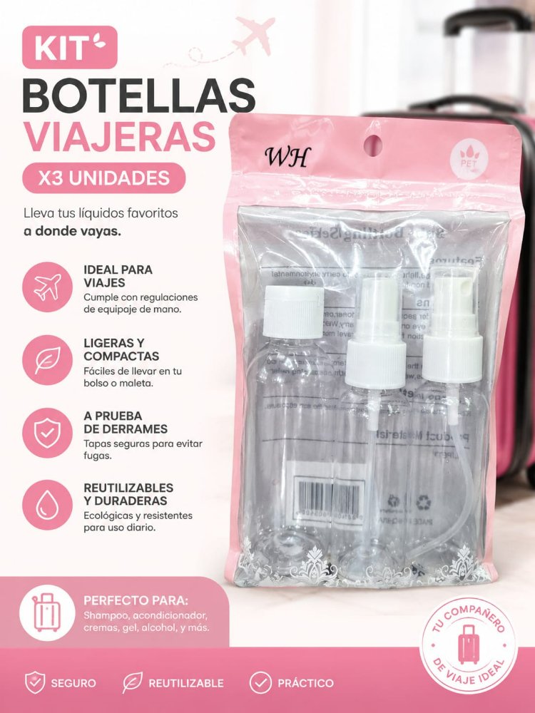 KIT BOTELLA VIAJERO X3 PIEZAS