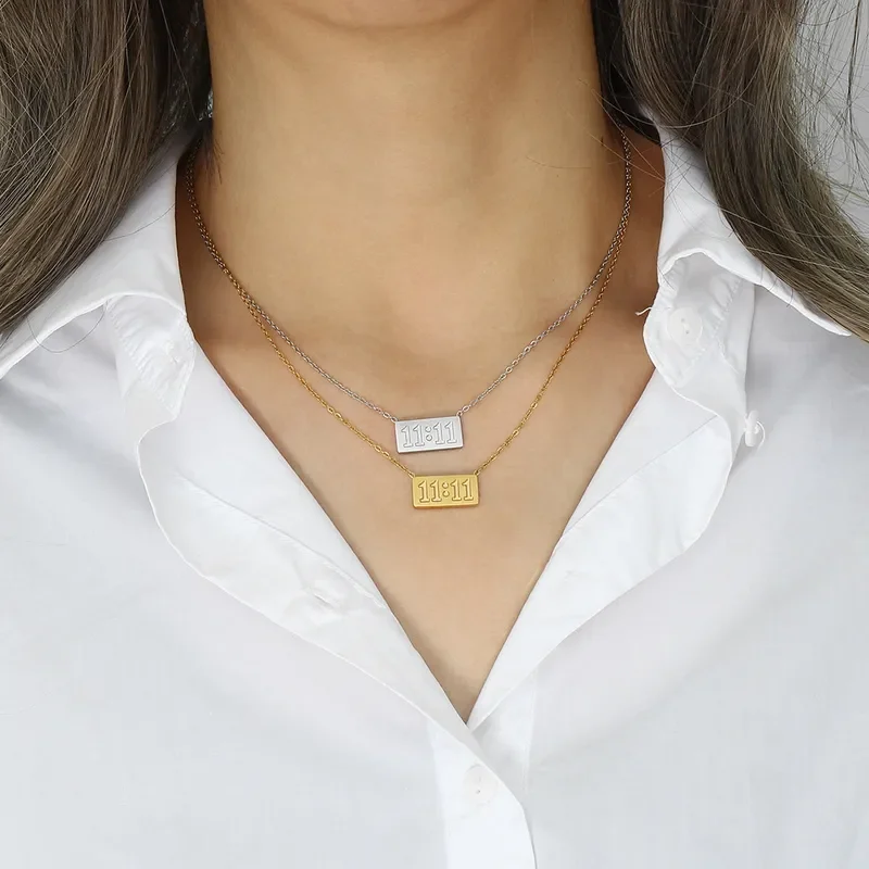 CH 123 - COLLAR COLGANTE PARA MUJER EN ACERO INOXIDABLE 304 11:11