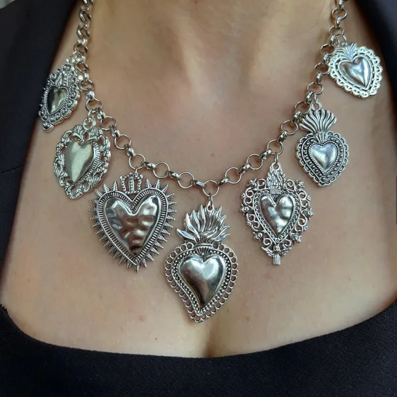 CH 101 - COLLAR COLGANTE CORAZÓN DE ALEACIÓN CON CADENA DESLIZANTE, CHAPADO EN ORO 18K PARA MUJER, RESISTENTE AL AGUA Y DESLUSTRE