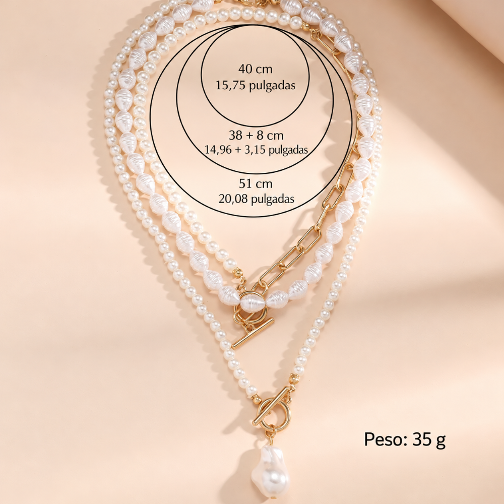 CH 246 - COLLAR PARA MUJER CON DISEÑO GEOMÉTRICO EN PERLA