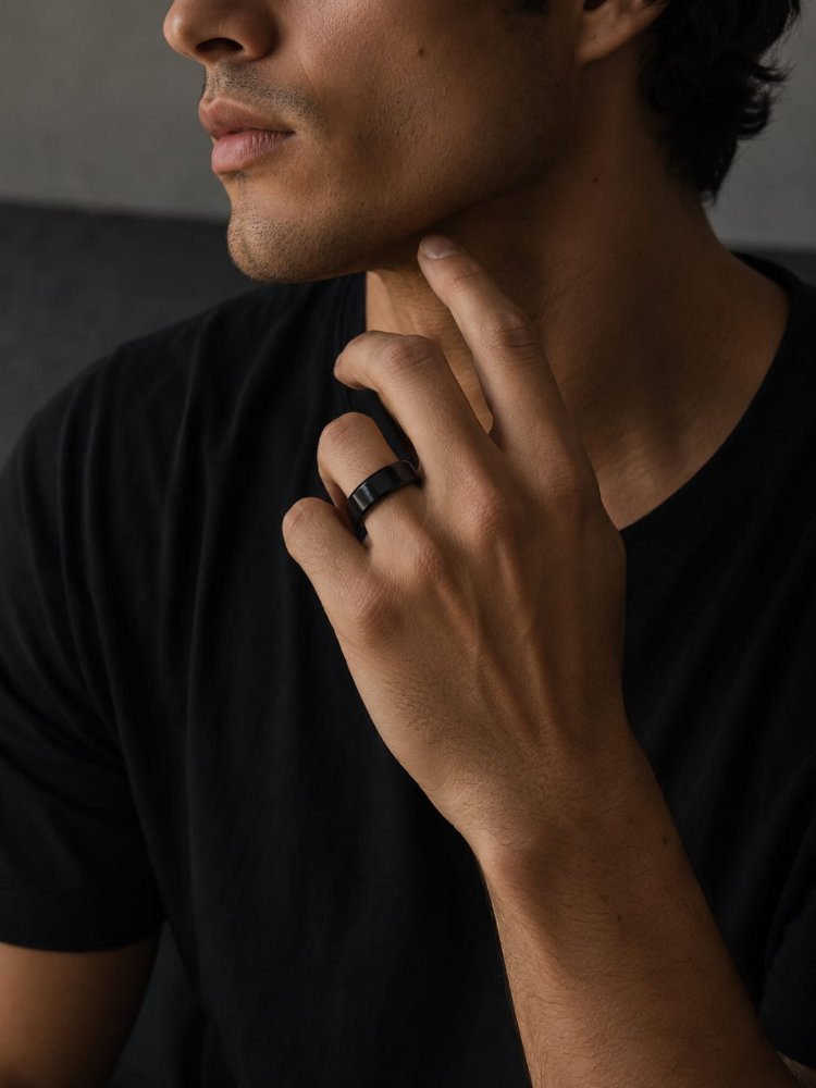 ANILLO BLACK 8MM ACERO