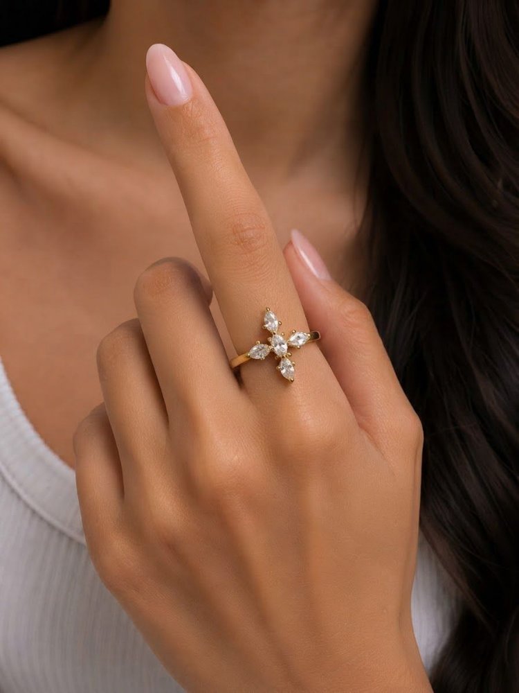 ANILLO CRUZ C/CIRC ORO LAMINADO