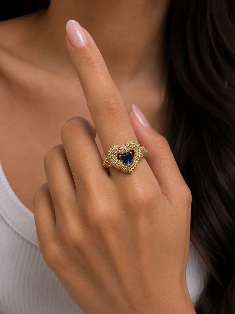 ANILLO CORA ZAFIRO ORO LAMINADO