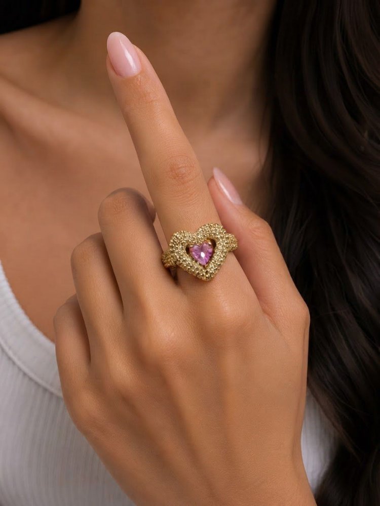 ANILLO CORA PINK ORO LAMINADO