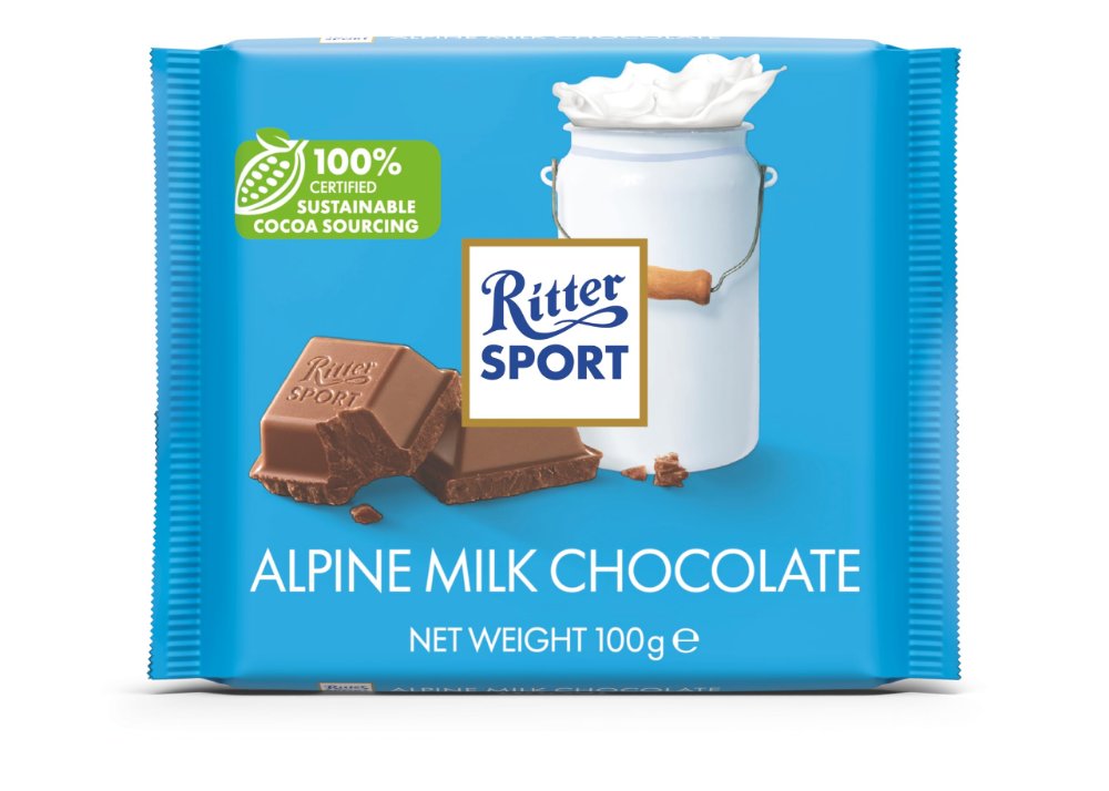 RITTER SPORT ALPINE MILK CHOCOLATE 100G