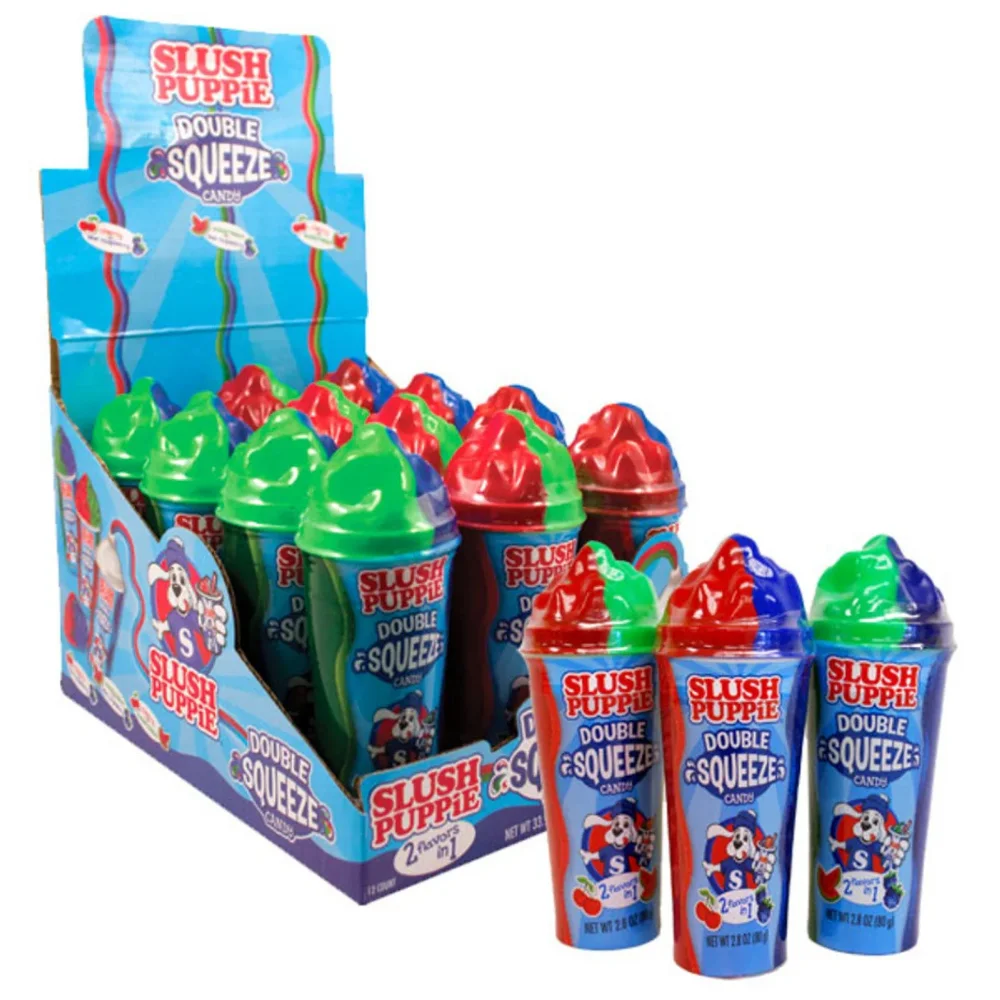 SLUSH PUPPIE  DOUBLE SQUEEZE CANDY 2.8 OZ x 12 unidades
