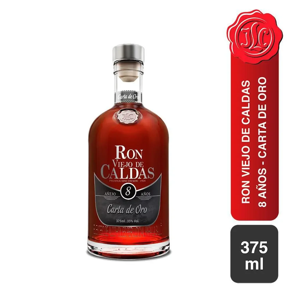 RON VIEJO DE CALDAS CARTA DE ORO 8 AÑOS X 375 ML