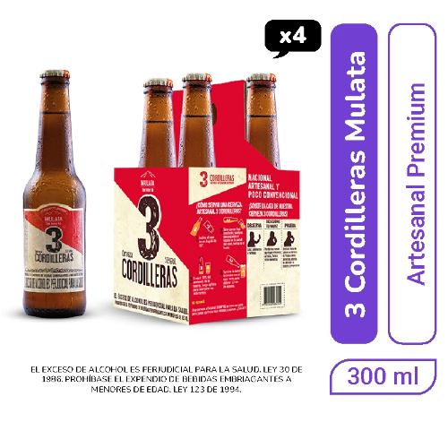 3 CORDILLERAS MULATA X 4 BOTELLAS