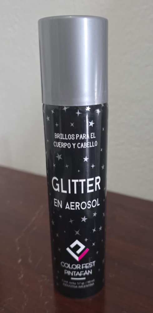 Glitter en Aerosol Plateado