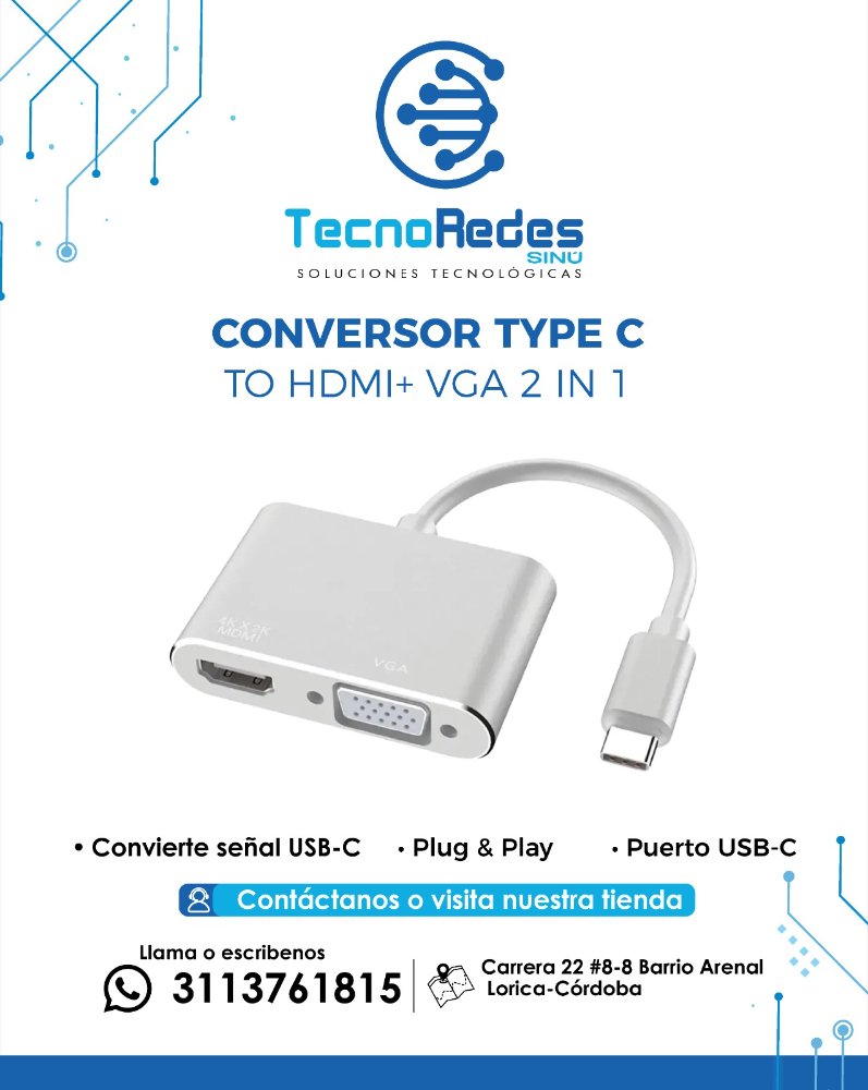 CONVERSOR TYPEC TO HDMI+VGA 2IN1