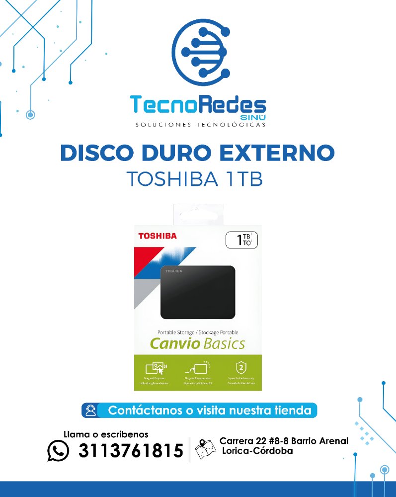DISCO EXTERNO TOSHIBA CANVA DE 1TB
