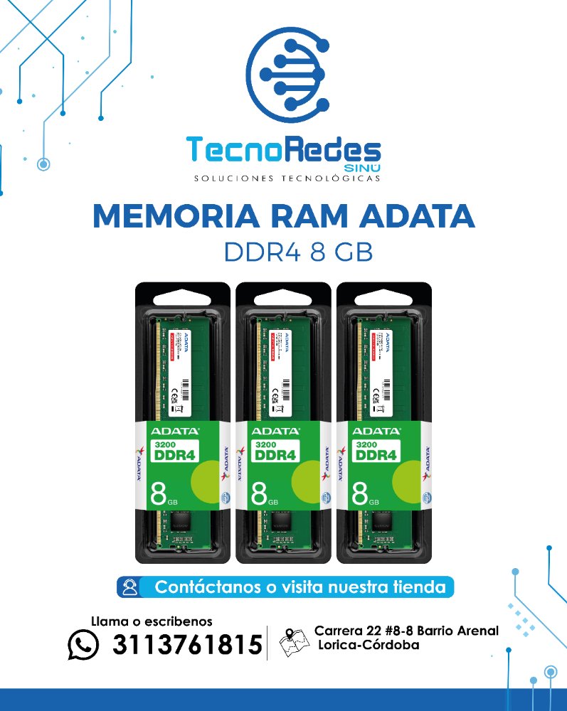 MEMORIA RAM ADATA  DDR4 8GB FRECUENCIA  3200MHZ PARA  PORTATIL