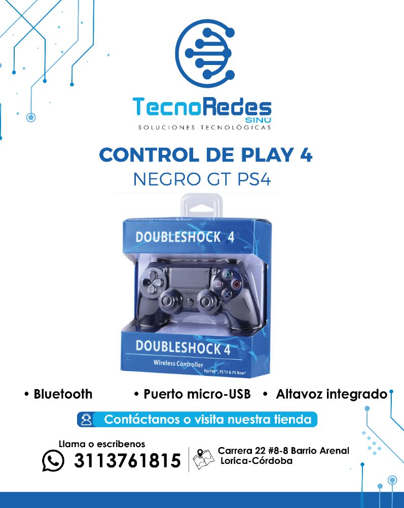 CONTROL DE PLAY 4 NEGRO GT PS4