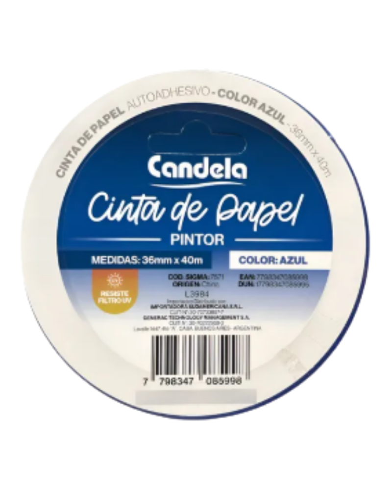 CINTA DE PAPEL 36MM AZUL CANDELA