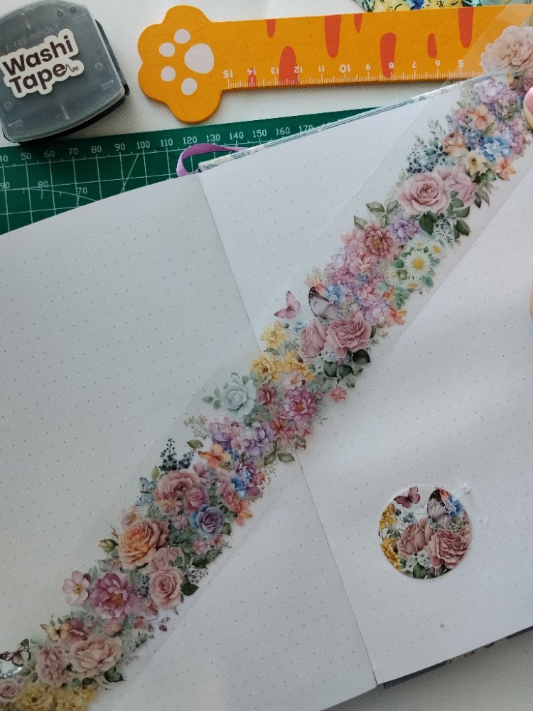 Washi Pet - Flores tonos pasteles con mariposas