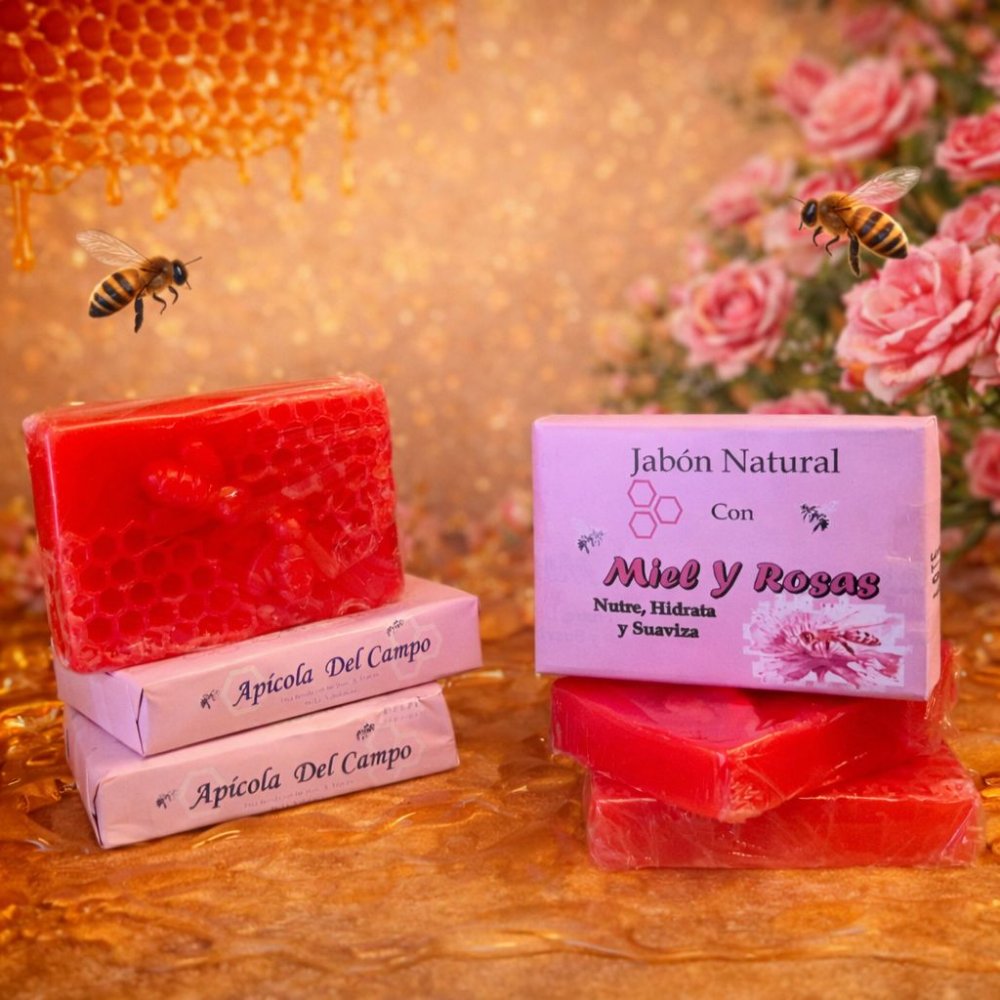 Jabon De cera, Miel y Extracto de Rosas