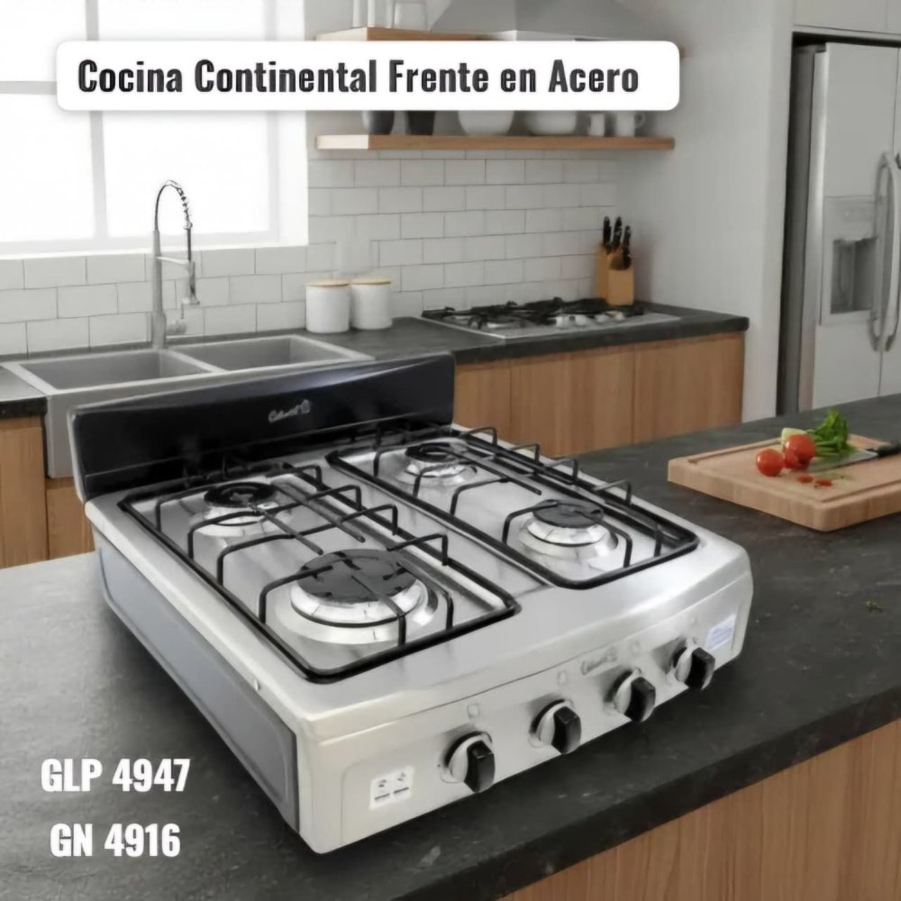estufa 4 puesto marca continental frente en acero