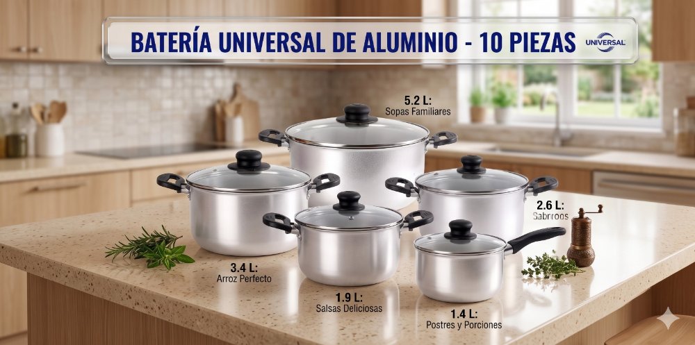 Bateria Universal de Aluminio 10 piezas