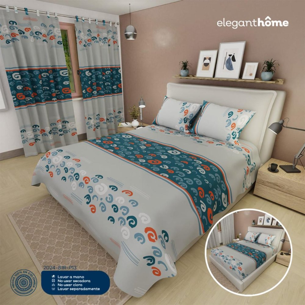JUEGOS DE SABANA CON CORTINA MY HOUSE Cama1.40x1.90 DOBLE