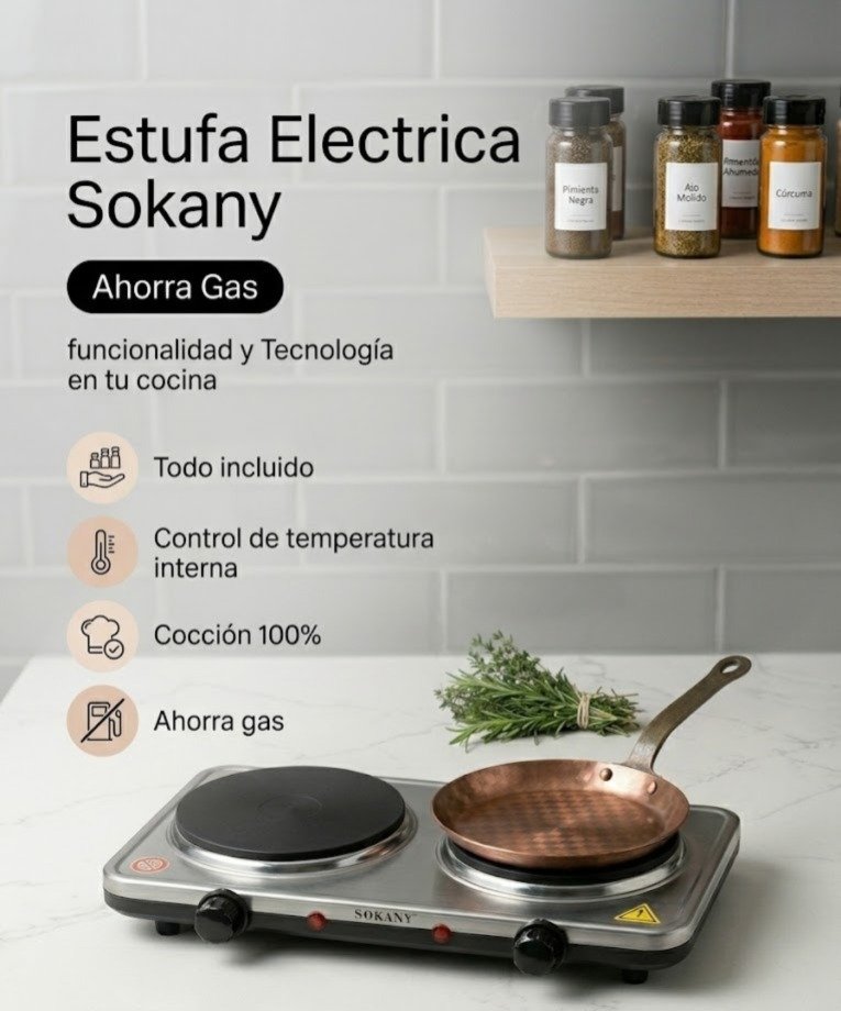 Estufa Eléctrica Doble Sokany SK-5102 — 2000W