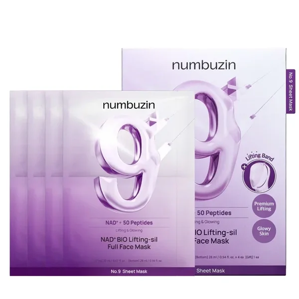 Mascarilla Facial Numbuzin No.9 NAD Bio Lifting-sil Full Face - caja 4 unidades