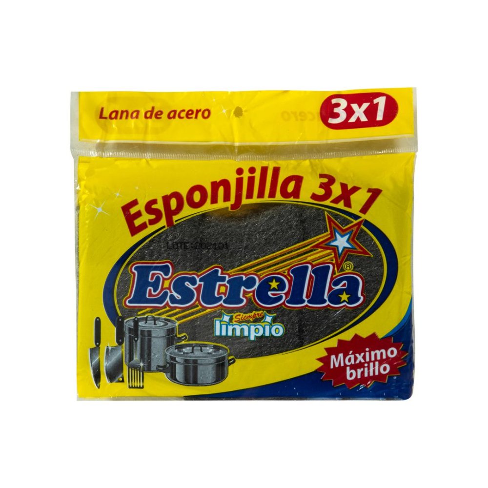 Esponjilla Lana Acero Estrella Pack 3 Uds