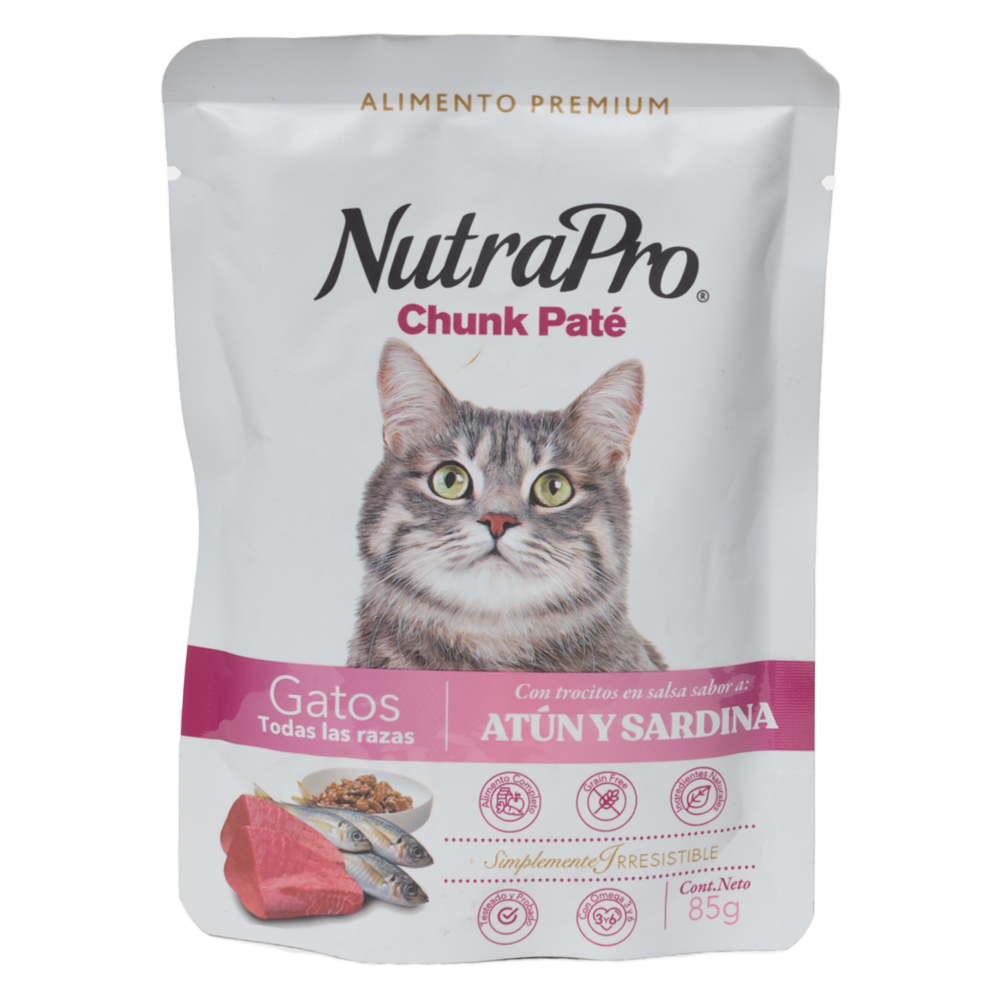 Alimento Para Gatos Sabor A Pate Atún Y Sardina NUTRAPRO 85 G