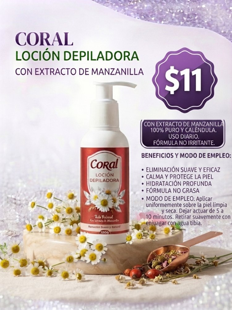 LOCION  DEPILADORA CON EXTRACTO DE  MANZANILLA\ LOCION RETARDADORA DEL VELLO