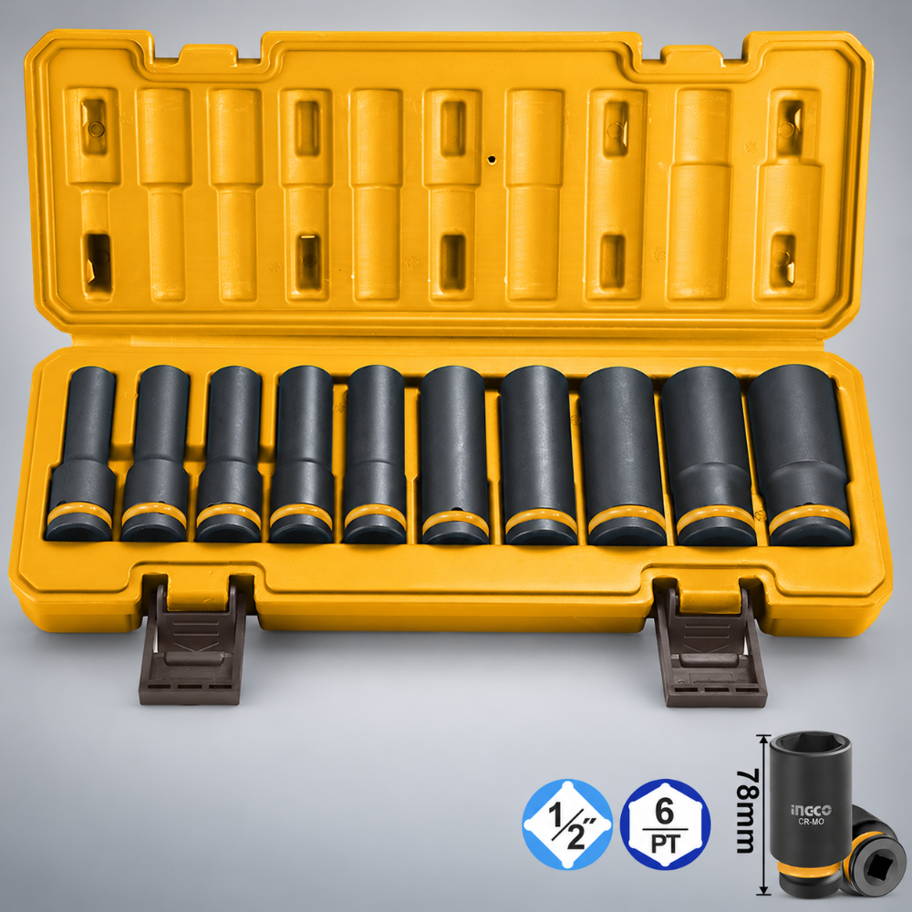 CUBO LARGO IMPACTO HEXAGONAL 12.7 mm (1/2 in) DADOS 10 mm - 24 mm