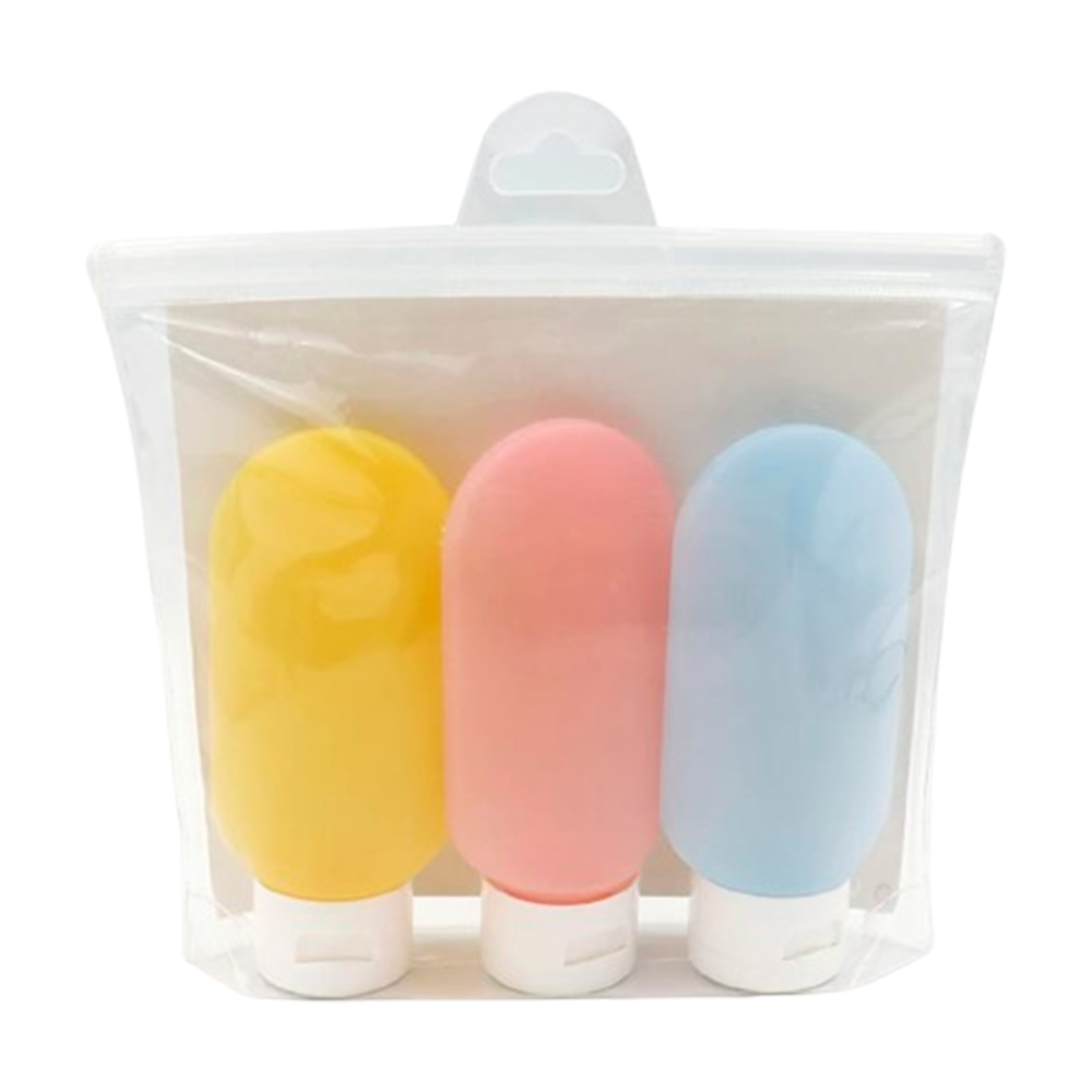 Set Botellas Viaje Para Shampoo Crema Jabon X 3 Rellenables 60 ML