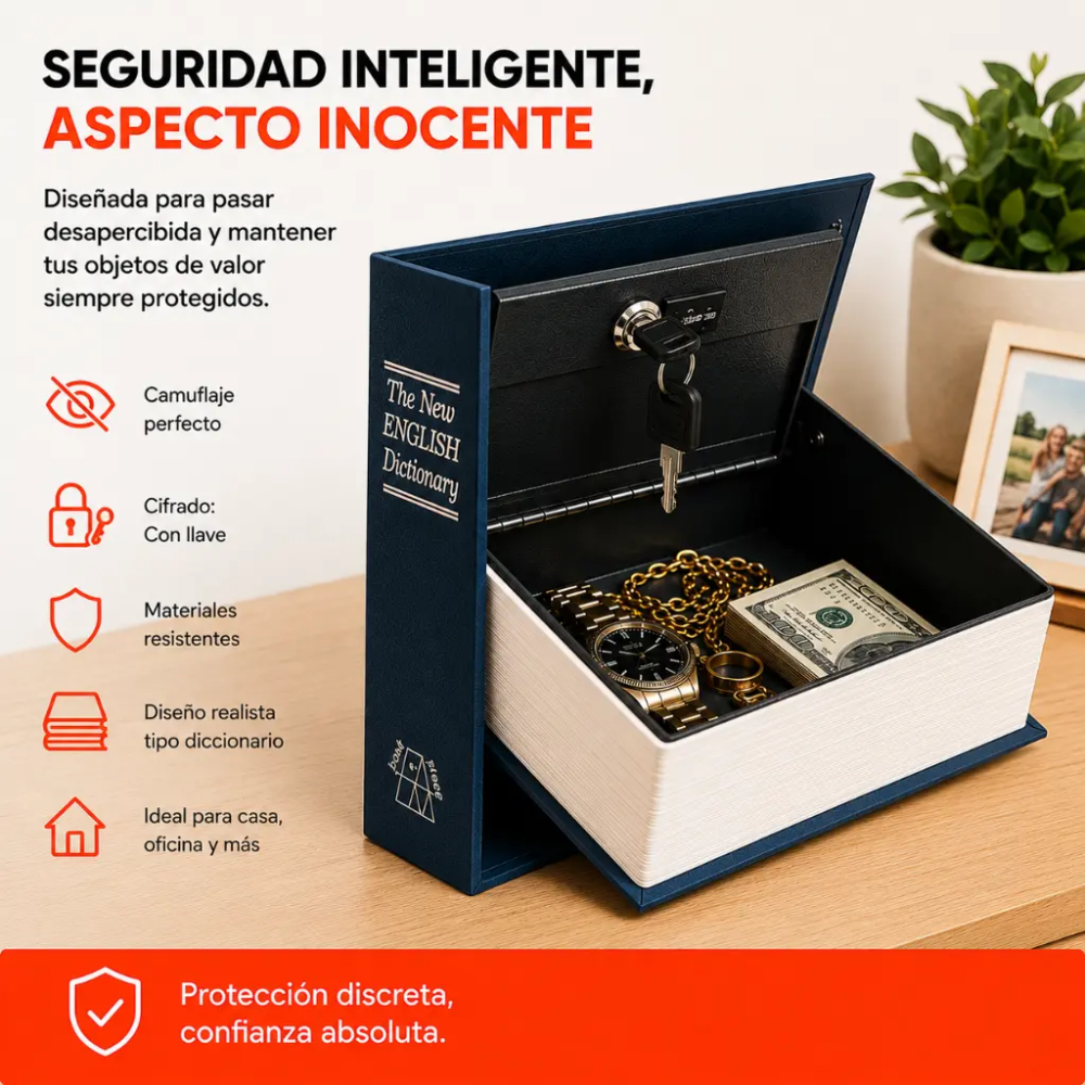 Caja Fuerte Simulada Libro Cofre Porta Valores 26.5*20*6.5
