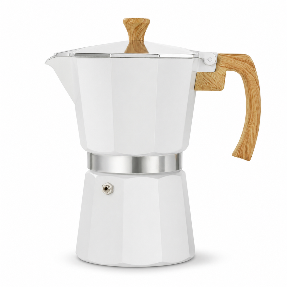 Cafetera Aluminio Italiana Manual Cafe Clasica 9 Pocillos Mango Madera