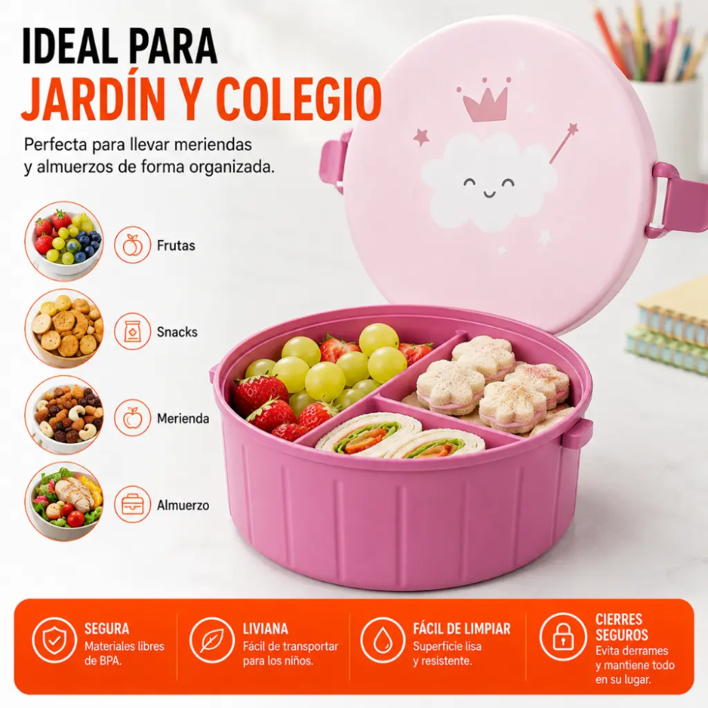 Lunchera Hermética Taper Circular Comida Escolar Vianda 16*7.5cm