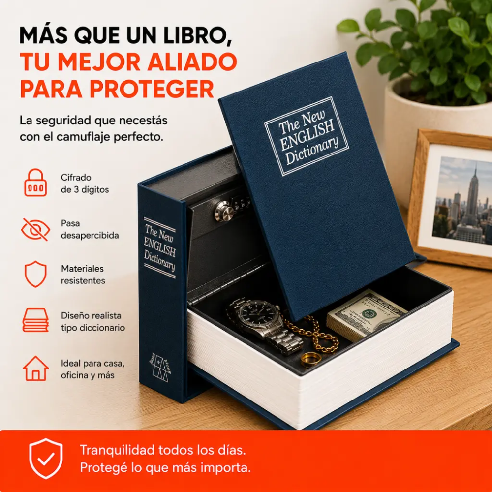 Caja Fuerte Formato Libro Combinación Dígitos. 24*15.5*5.5