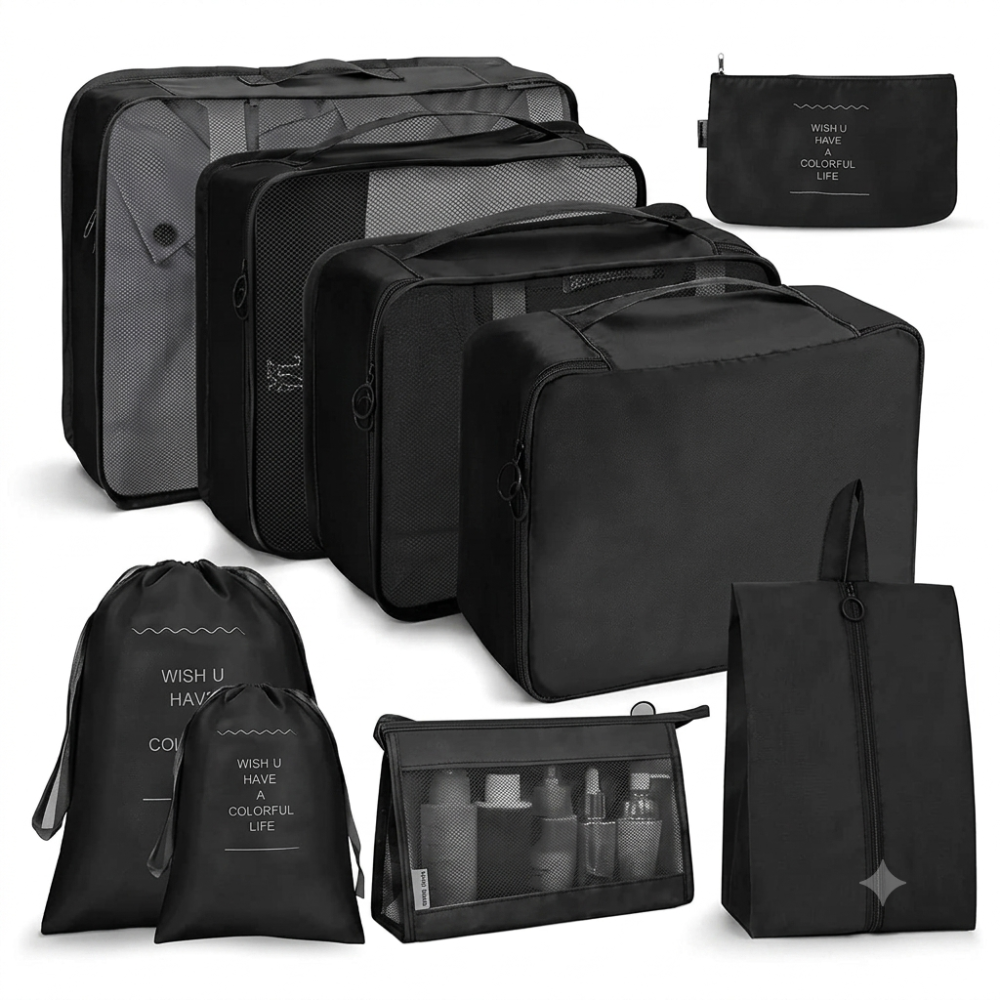 Organizador De Valija Set 9 Piezas Neceser Viaje Bolso Avion