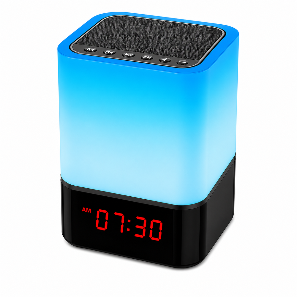 Lámpara Parlante Reloj de Mesa USB