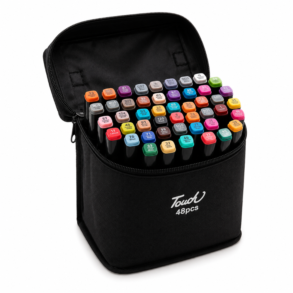 Set Profesional De Marcadores Plumones Doble Punta 48 Pcs